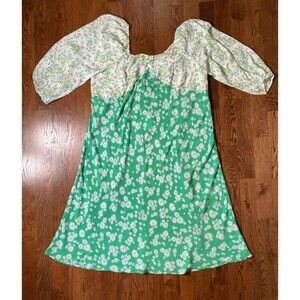 RIXO Daisy Floral Swing Dress Womens Size 28W/30W NWT Green